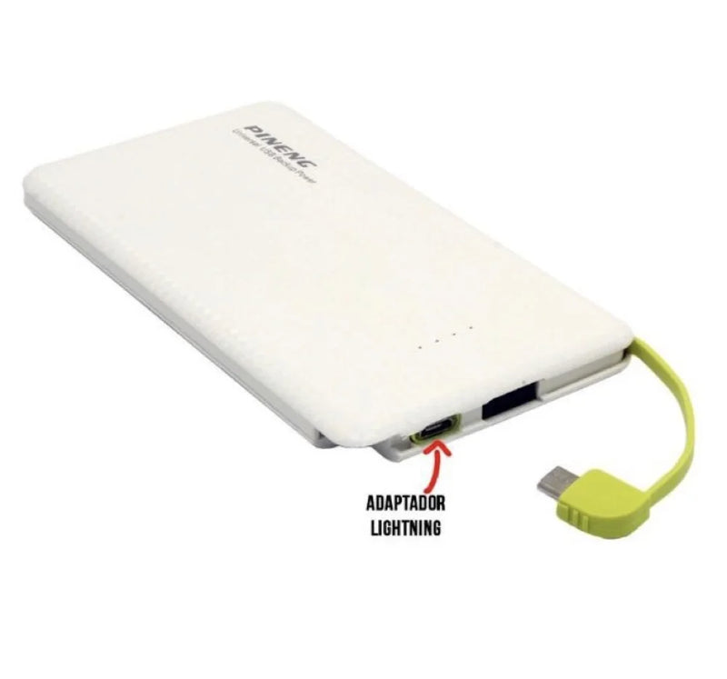 Carregador Portátil Pineng Power Bank 10.000mah,5000mah com adaptador iPhone,V8